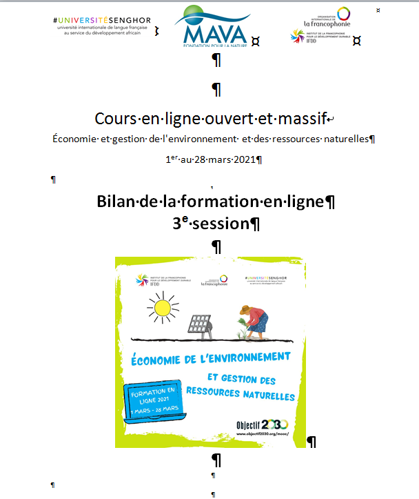 Rapport MOOC Économie de l'environnement 2021 Image 1