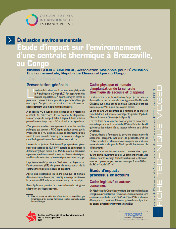 Fiche technique MOGED - Etude d'impact sur l'environnement d ... Image 1