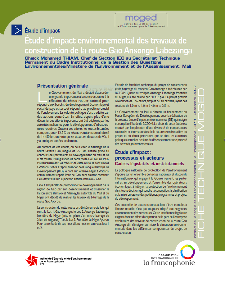 Fiche technique MOGED - Étude d'impact environnemental des t ... Image 1