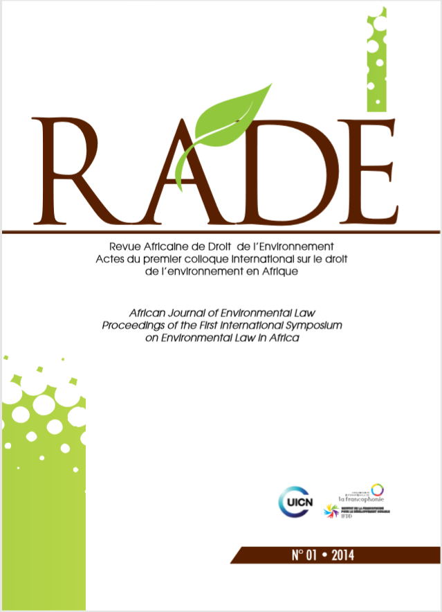 Revue Africaine de Droit de l'Environnement - RADE - No 1, 2 ... Image 1